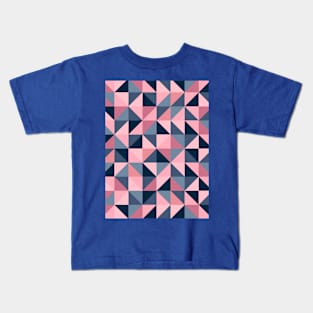 Pink and Blue Shades Geometric Pattern Kids T-Shirt